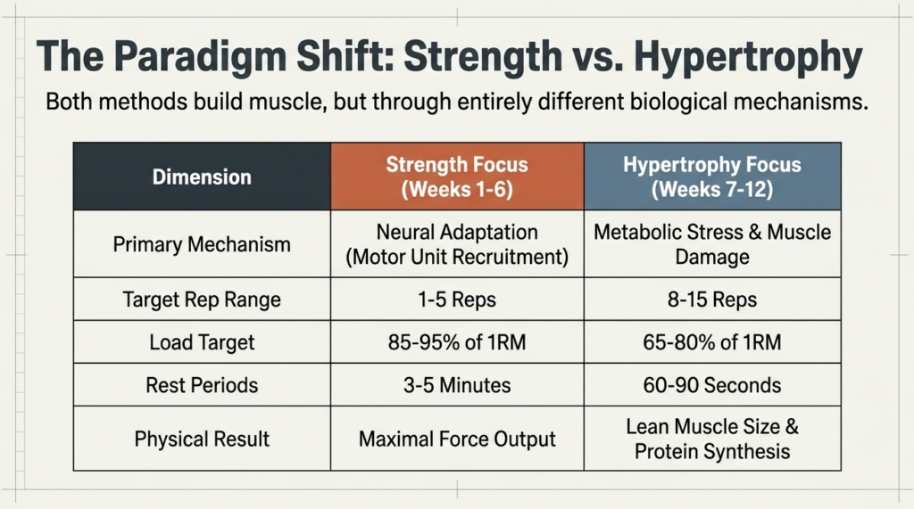 12-week strength and hypertrophy periodization training timeline