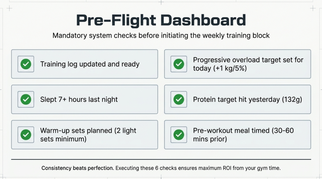 gym training preparation checklist before workout session