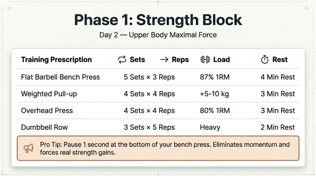 bench press and pull-up strength workout routine
