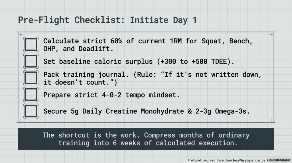 Preparation checklist before starting a 10×10 German Volume Training cycle