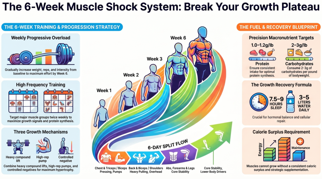6-week muscle shock system workout program for maximum muscle hypertrophy and size gains